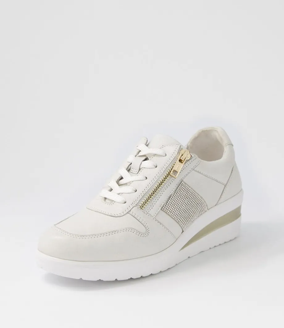 Reehale White Silver Leather Jewels Sneakers<SUPERSOFT Sale