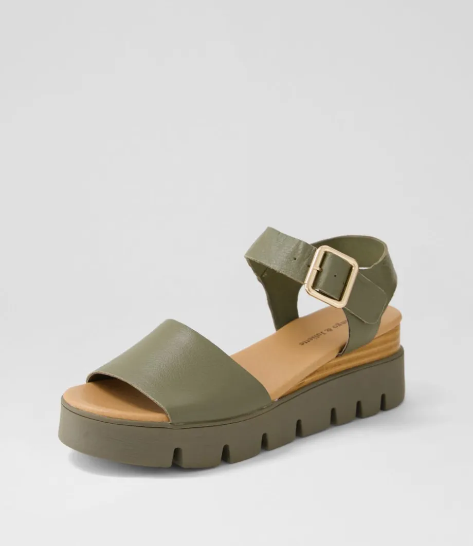 Reesen Olive Leather Sandals<DJANGO & JULIETTE Outlet