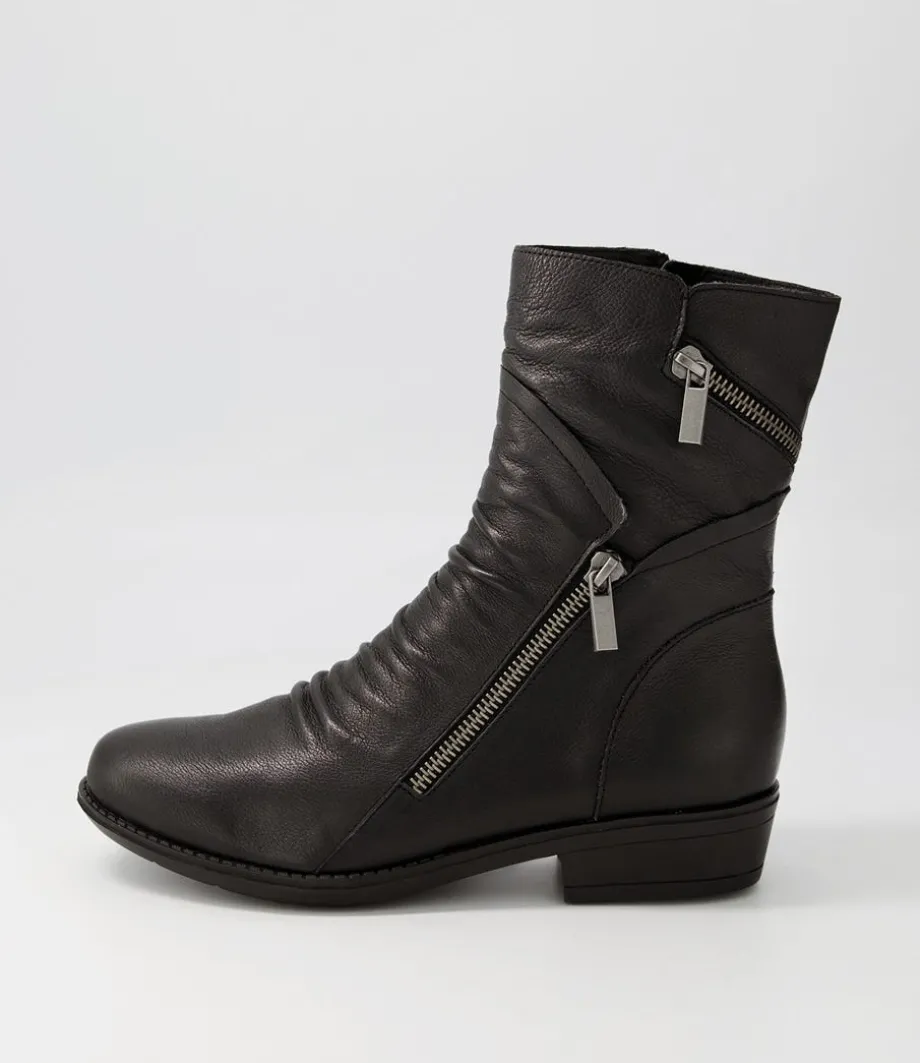 Renu Black Leather Ankle Boots<DJANGO & JULIETTE Hot