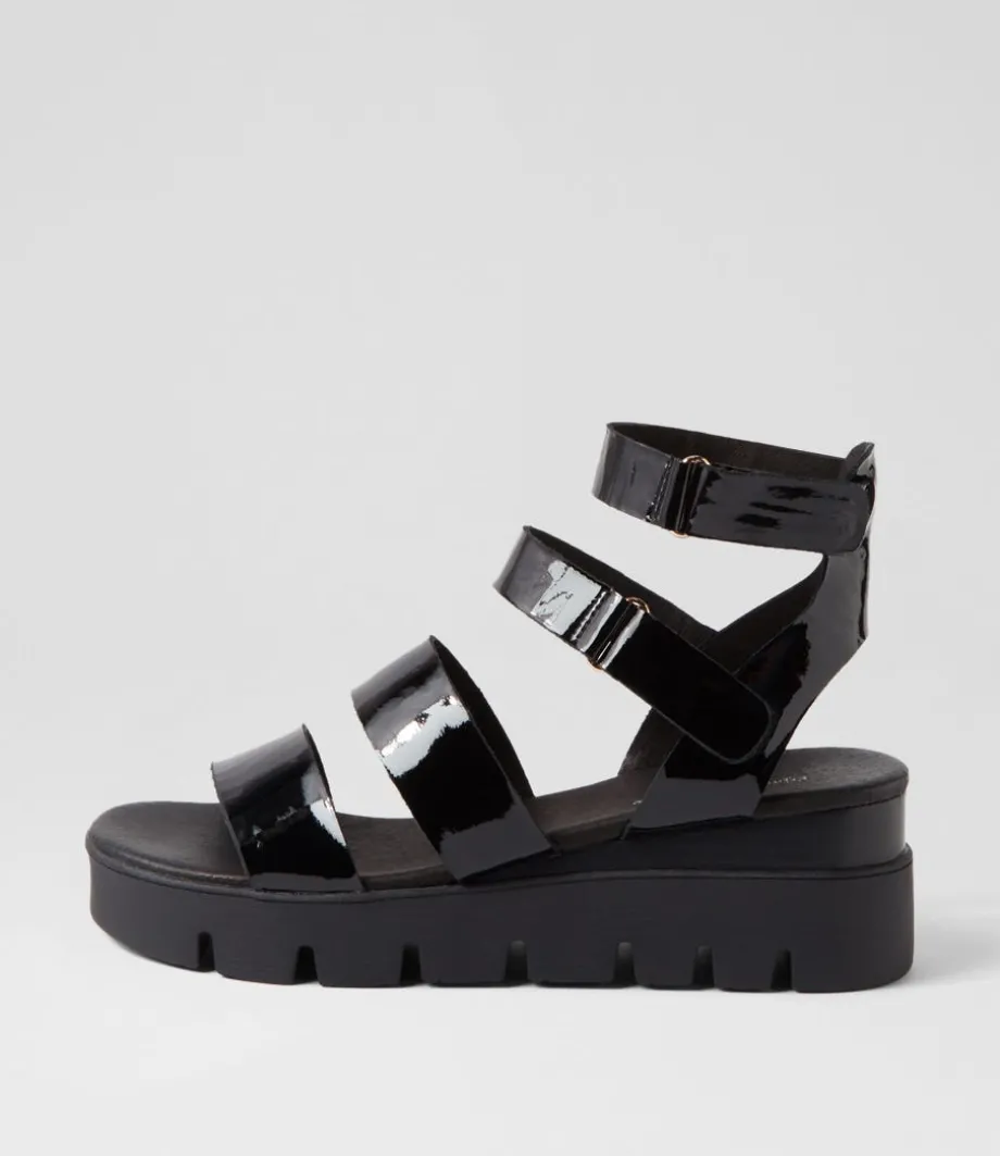 Rhean Black Patent Sandals<DJANGO & JULIETTE Store