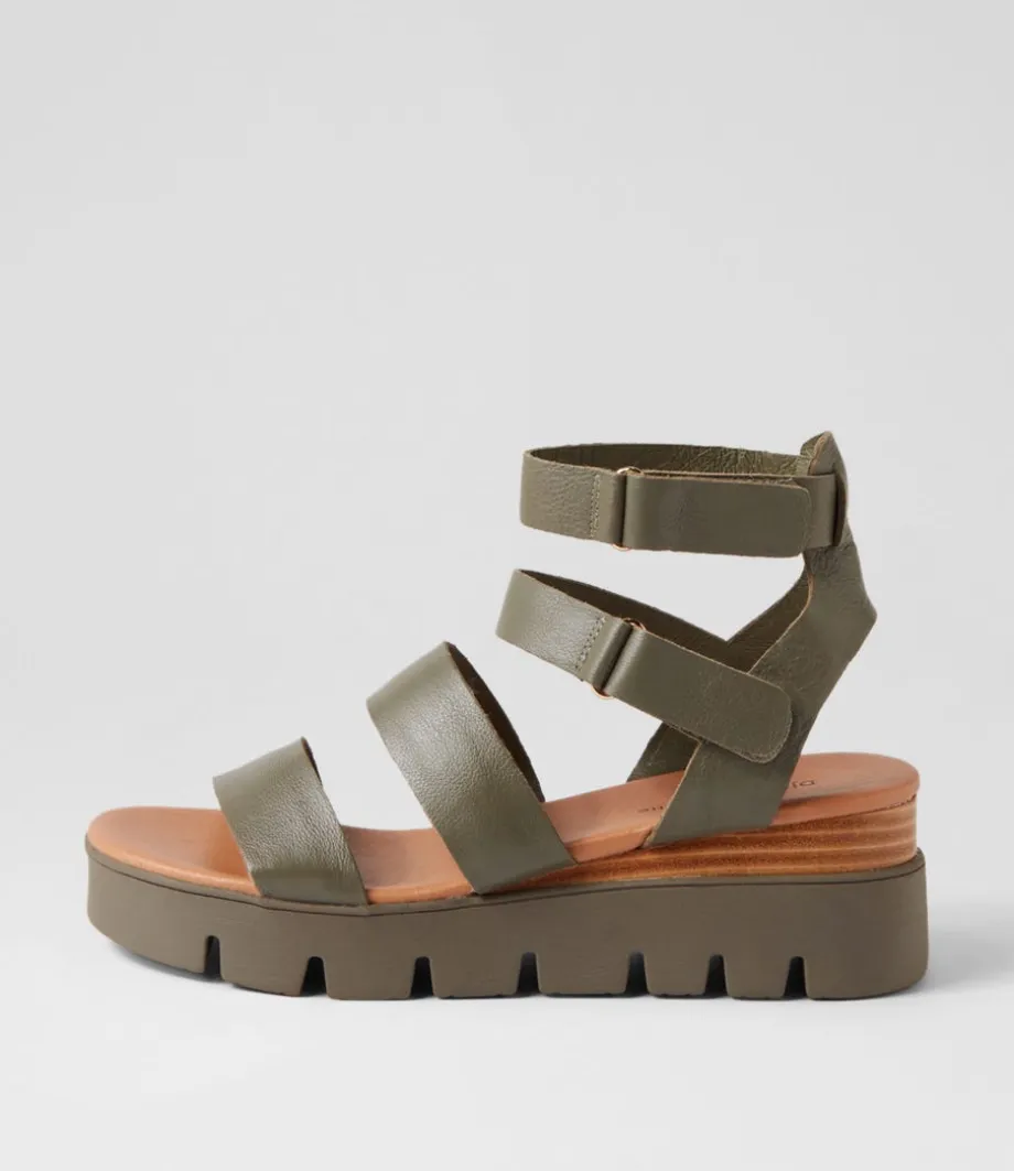 Rhean Olive Leather Sandals<DJANGO & JULIETTE Flash Sale