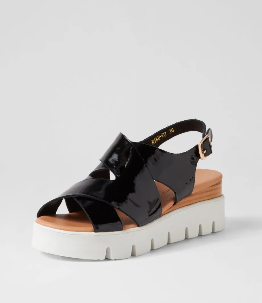 Riku Black Natural White Patent Sandals<DJANGO & JULIETTE Cheap