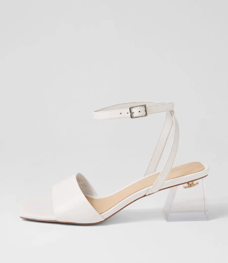 Rolo White Leather Sandals<DJANGO & JULIETTE Clearance