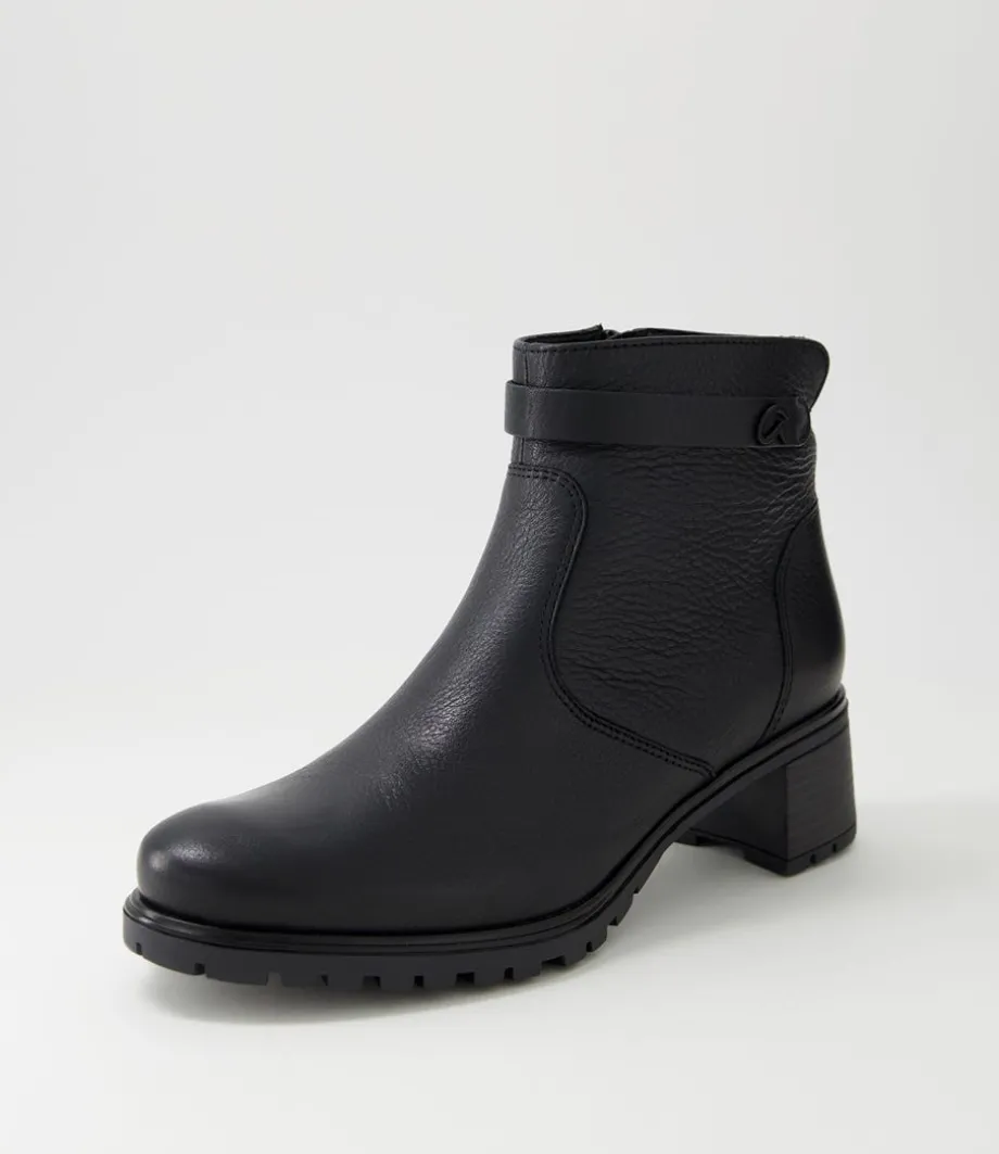 Ronda 11 Schwarz Leather Ankle Boots<ARA Shop