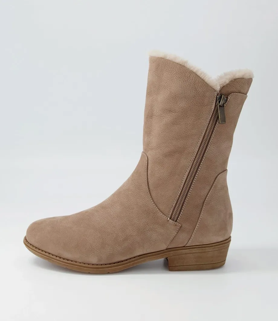 Rudo Taupe Natural Fur Tumble Nubuck Calf Boots<DJANGO & JULIETTE Discount