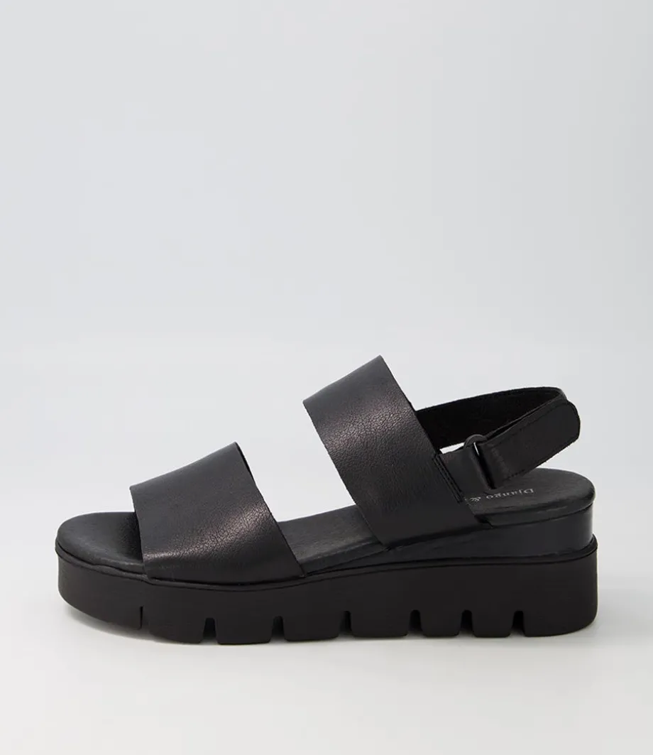 Runar Black Leather Sandals<DJANGO & JULIETTE Shop