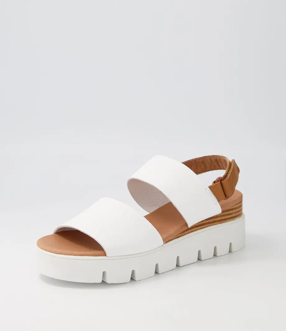 Runar White Dark Tan Leather Sandals<DJANGO & JULIETTE Flash Sale