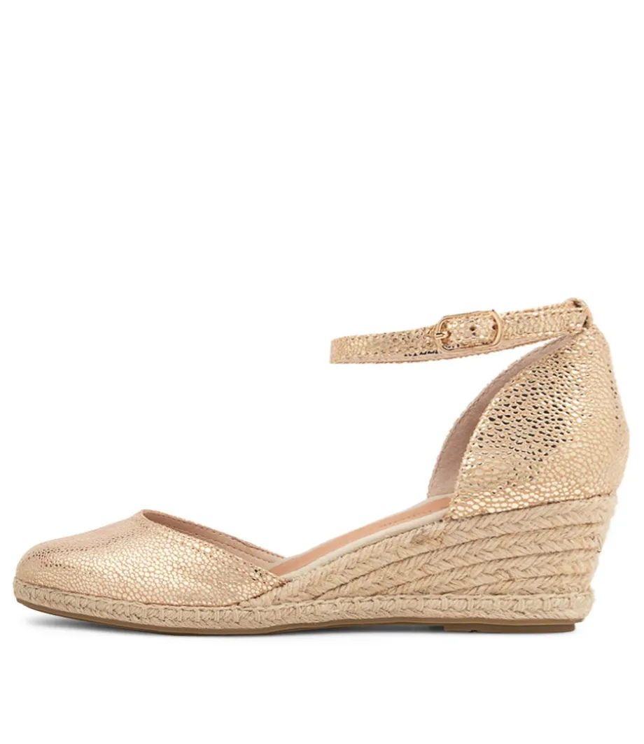 Rylen Gold Natural Rope Speckle Leather Wedges<DJANGO & JULIETTE Online