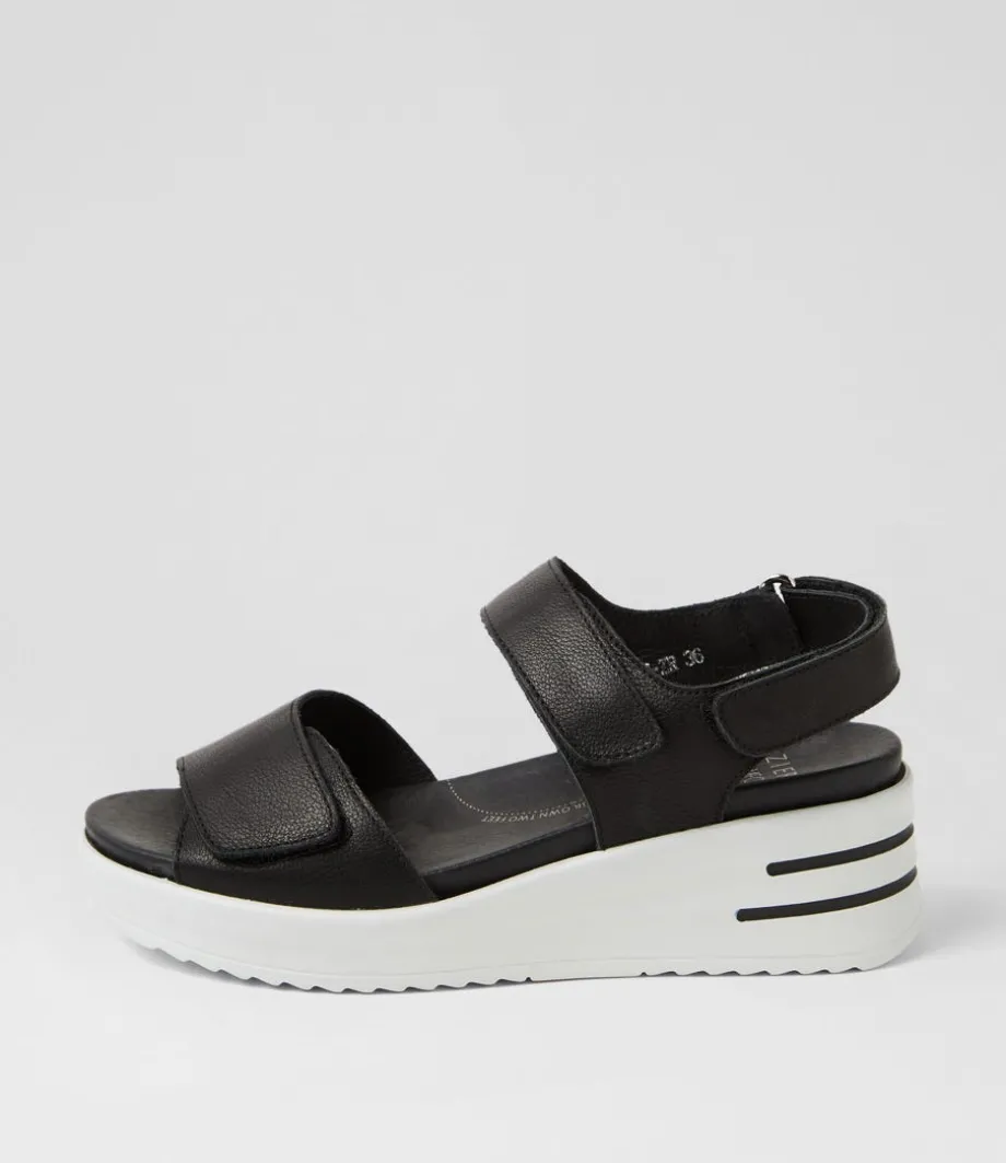 Sadias Xw Black White Leather Sandals<ZIERA Clearance