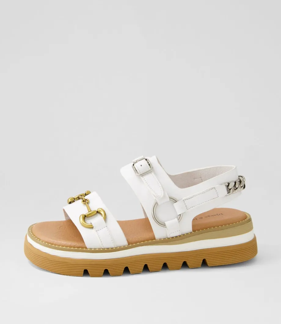 Saga White Leather Sandals<DJANGO & JULIETTE Clearance