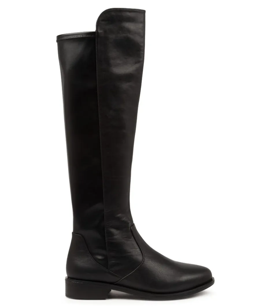 Sallies Xf Black Stretch Leather Knee High Boots<ZIERA New