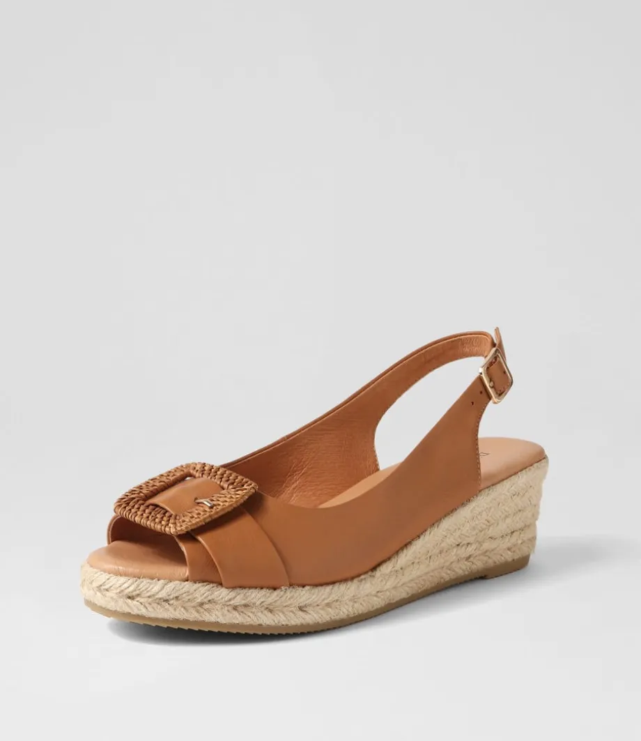 Saloso Dark Tan Natural Leather Buckle Espadrilles<DJANGO & JULIETTE Online