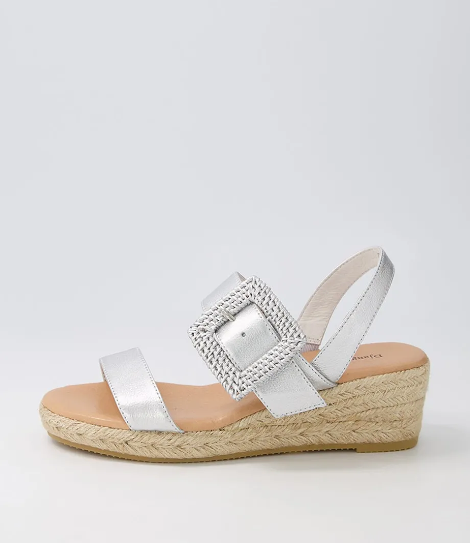 Samiya Silver Leather Buckle Espadrilles<DJANGO & JULIETTE Clearance