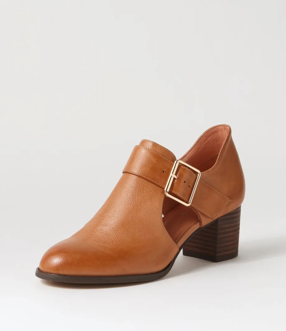 Sanfort New Tan Choc Leather Heels<DJANGO & JULIETTE Clearance