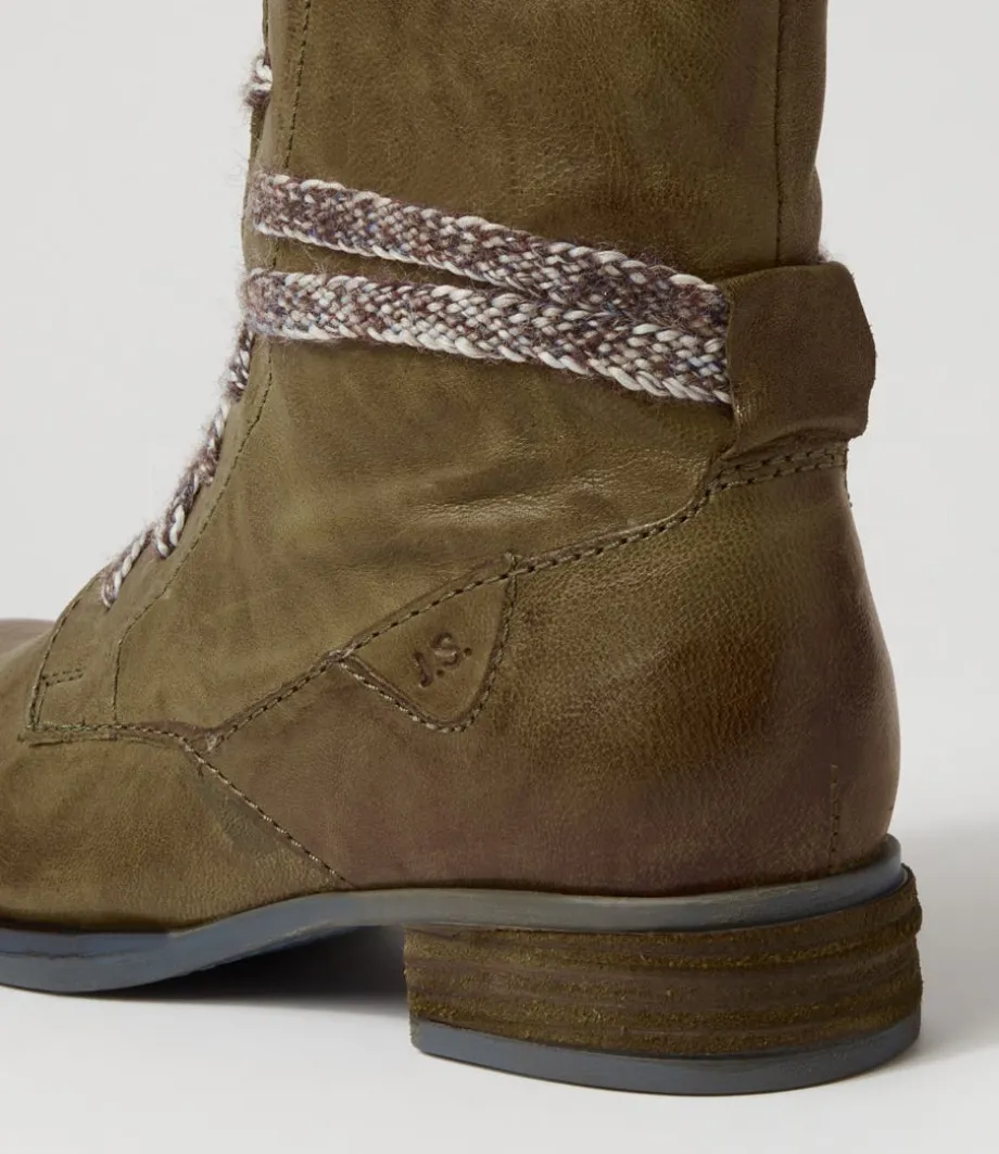sanja__olive_leather_lace_up_boots_4.webp Sanja 18 Olive Leather Lace Up Boots<JOSEF SEIBEL Store