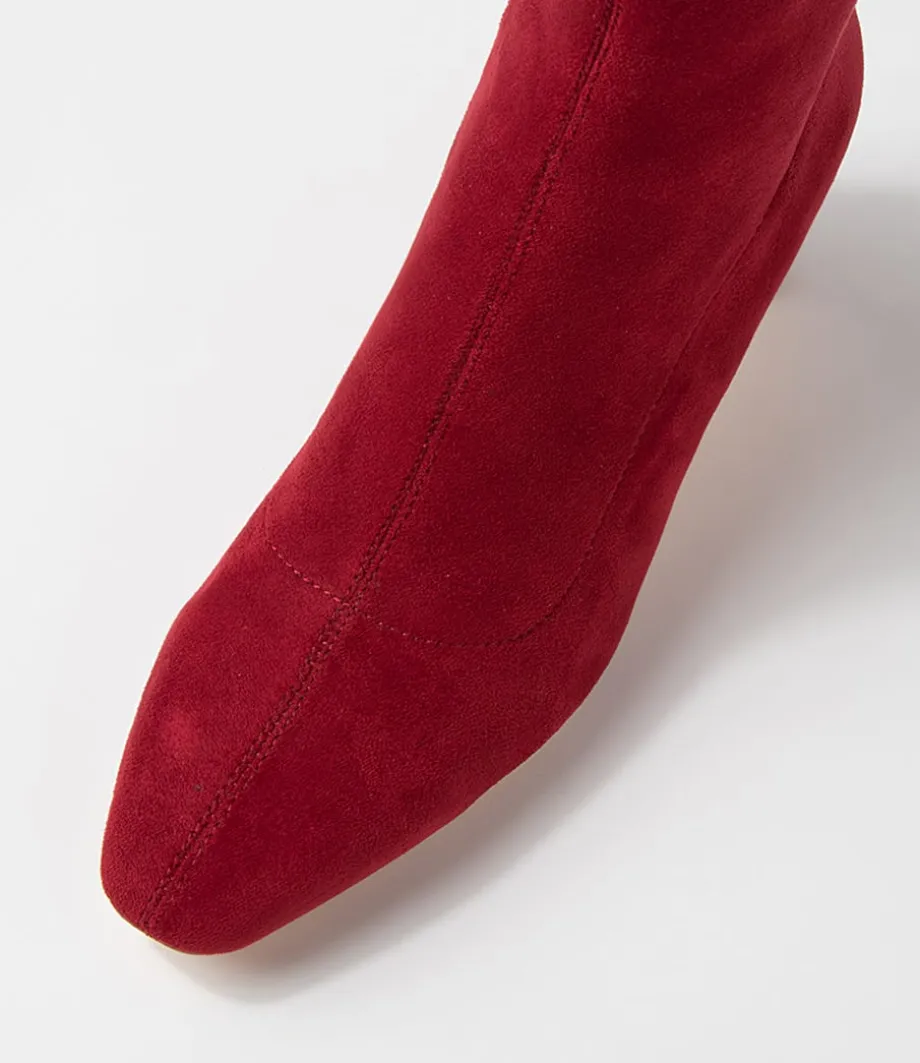sarski_deep_red_stretch_microsuede_ankle_boots_3.webp Sarski Deep Red Stretch Microsuede Ankle Boots<DIANA FERRARI Cheap