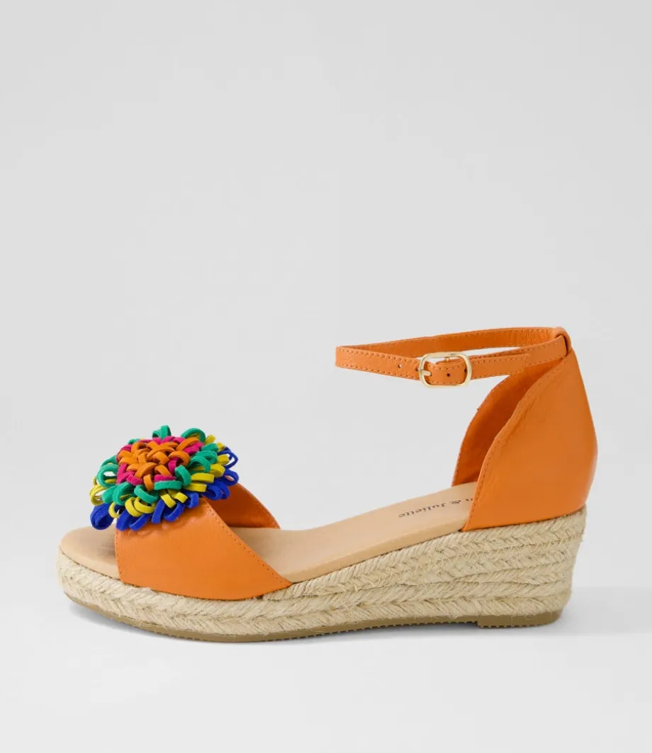 Savea Bright Orange Leather Suede Espadrilles<DJANGO & JULIETTE New