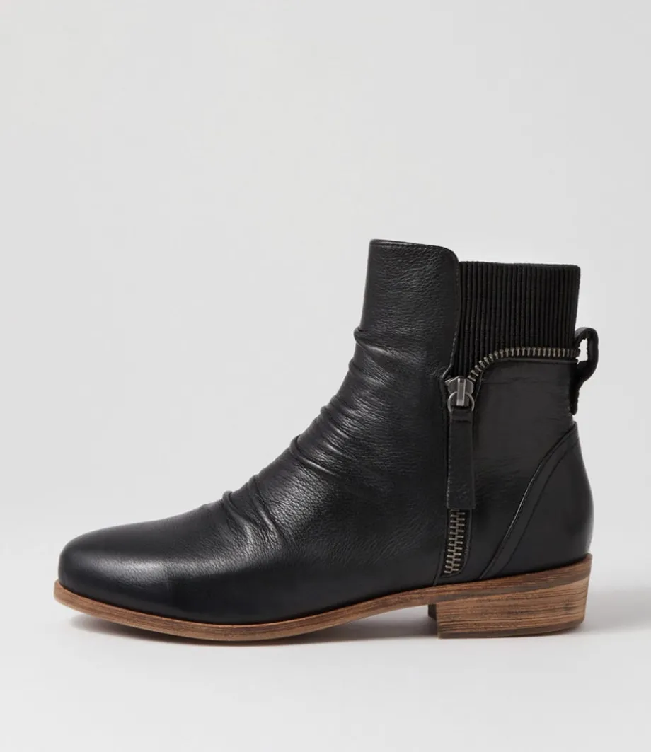 Sawyery Black Leather Elastic Ankle Boots<DJANGO & JULIETTE Cheap