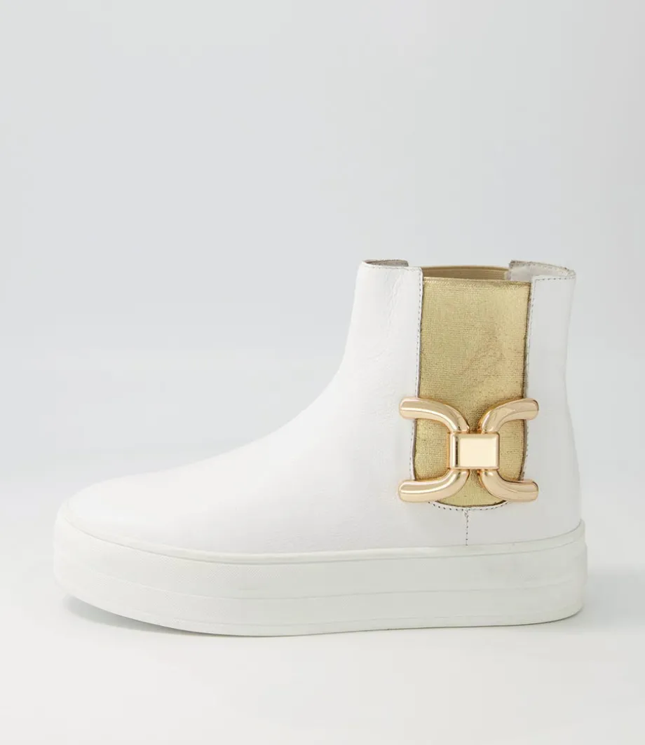 Scotial White Gold Leather Chelsea Boots<DJANGO & JULIETTE Best