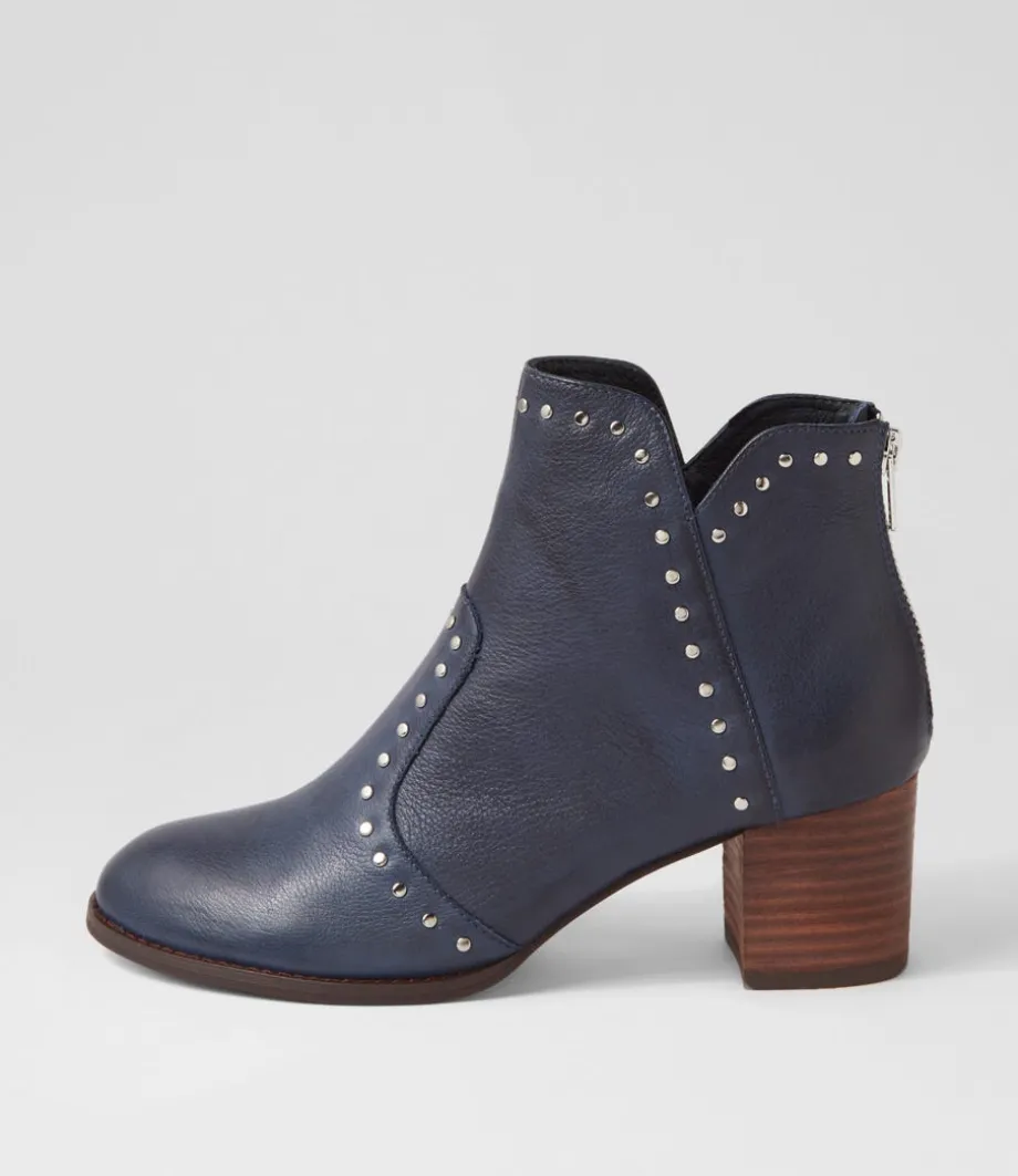 Shad Navy Choc Leather Ankle Boots<DJANGO & JULIETTE Shop