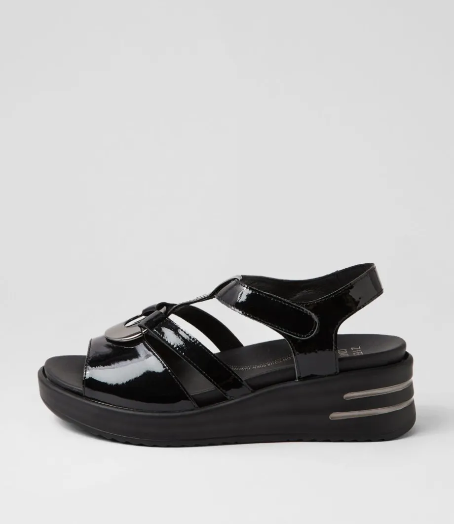 Sharrell Xw Black Patent Leather Sandals<ZIERA Cheap