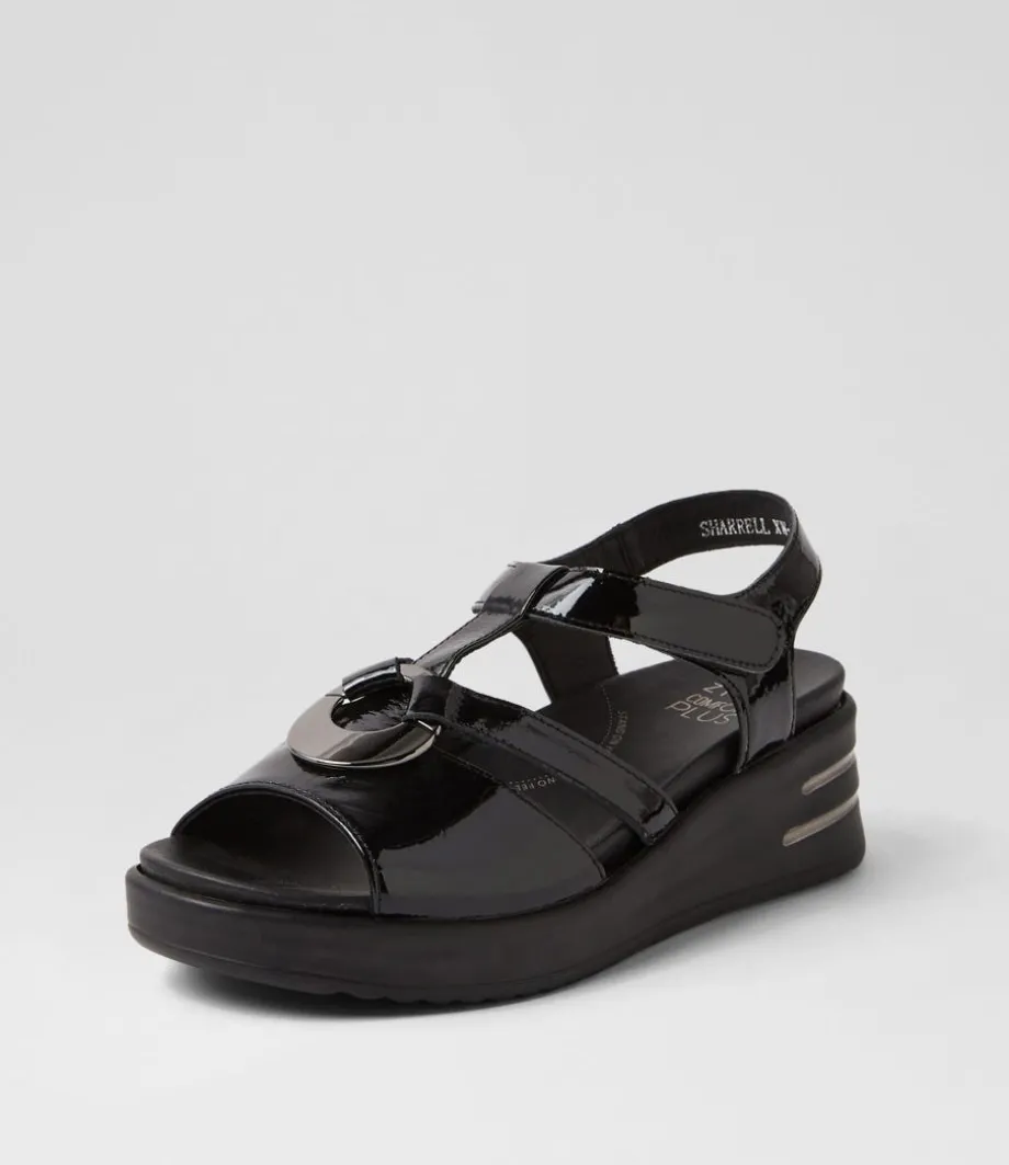 Sharrell Xw Black Patent Leather Sandals<ZIERA Cheap