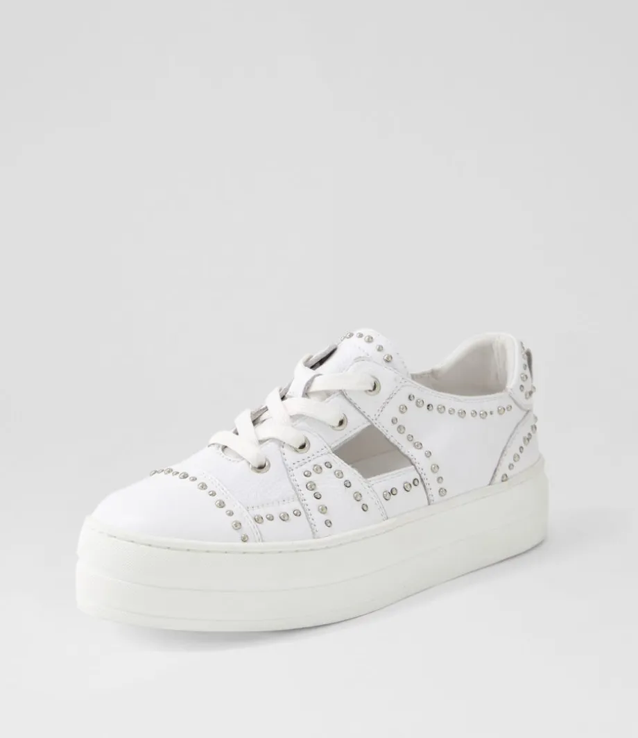 Shedd White Leather Sneakers<DJANGO & JULIETTE Shop