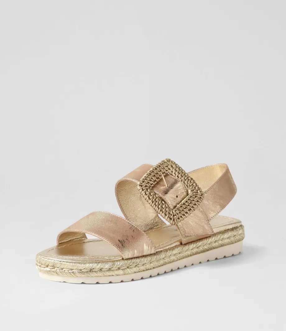 Silas Gold Scratch Leather Buckle Espadrilles<DJANGO & JULIETTE Sale