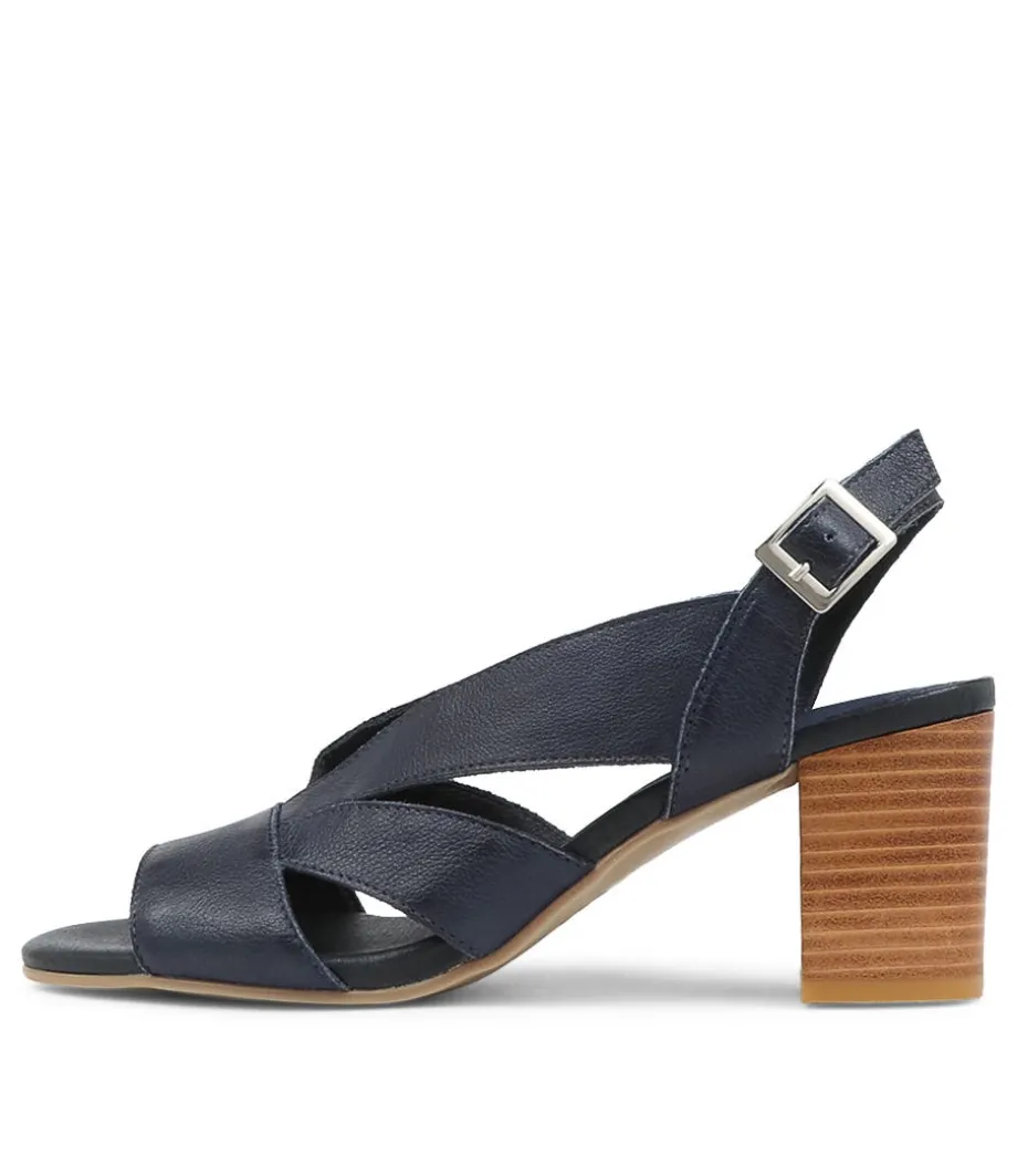 Simmie Navy Leather Sandals<DJANGO & JULIETTE Store