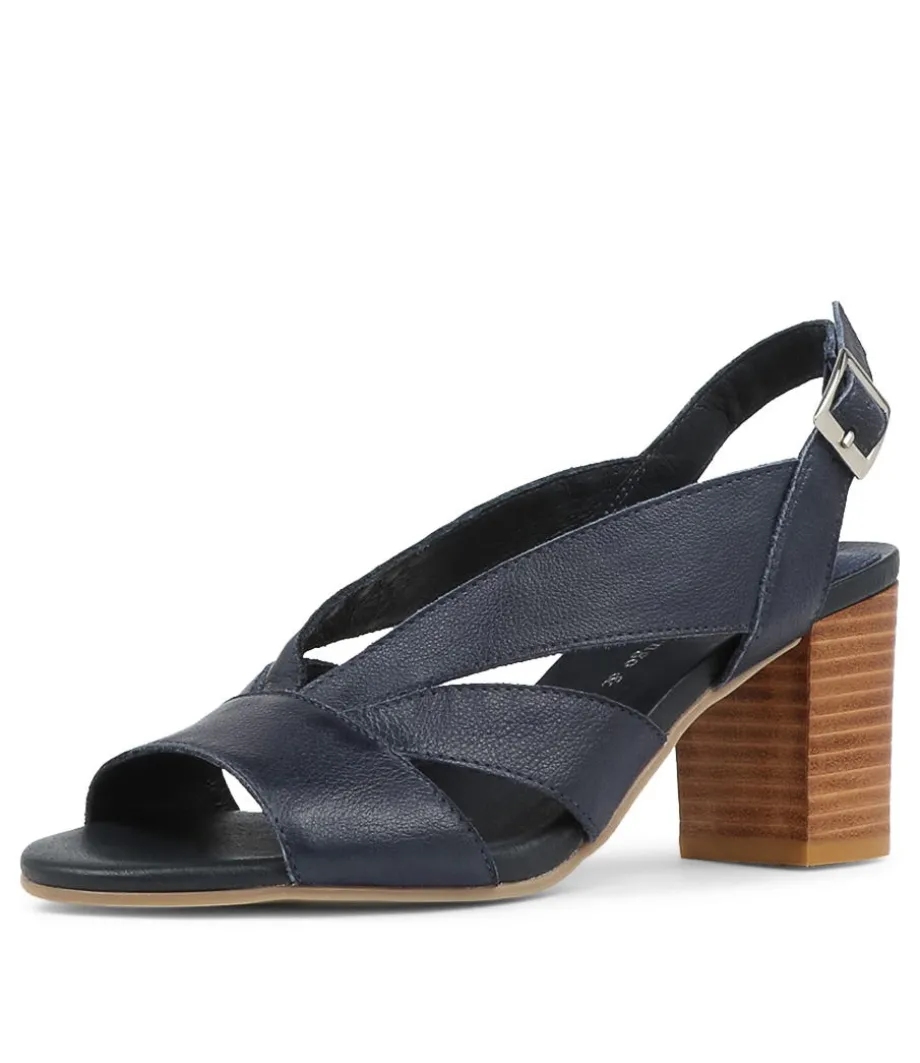 Simmie Navy Leather Sandals<DJANGO & JULIETTE Store