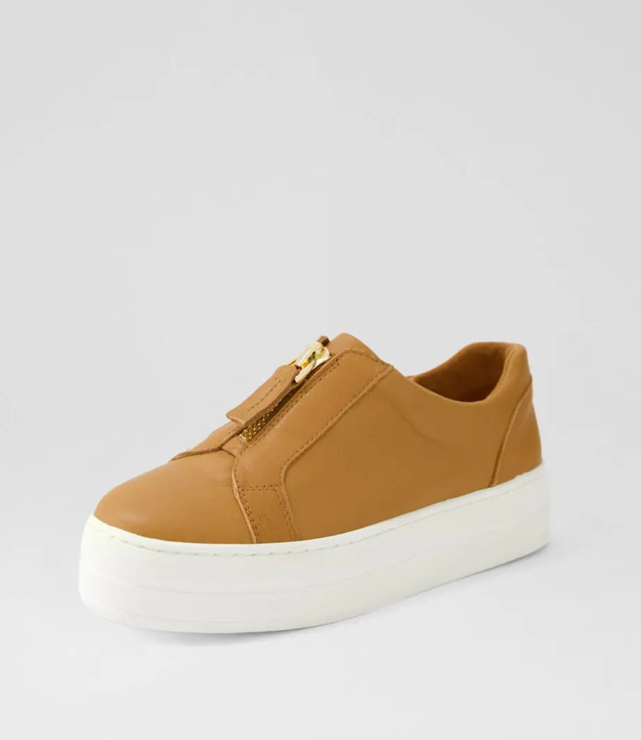 Sippu Dark Tan White Leather Sneakers<DJANGO & JULIETTE Best Sale