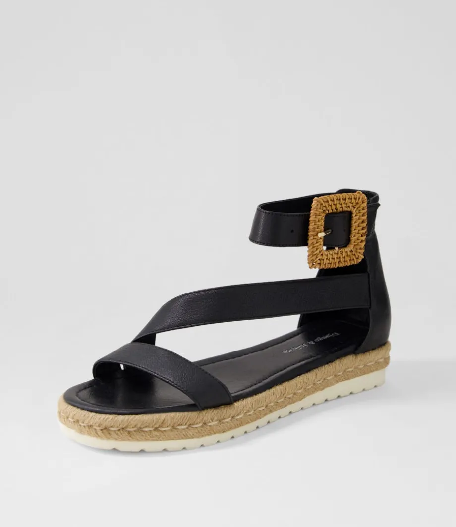Sisel Black Natural Leather Buckle Espadrilles<DJANGO & JULIETTE Shop