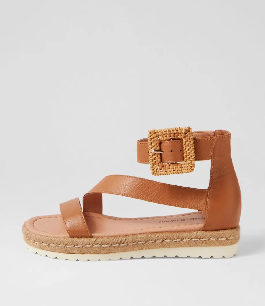 Sisel Dark Tan Natural Leather Buckle Espadrilles<DJANGO & JULIETTE Best Sale