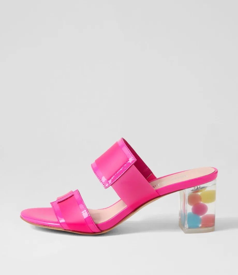 Sistel Hot Pink New Bubble Patent Vinylite Mules<DJANGO & JULIETTE Best