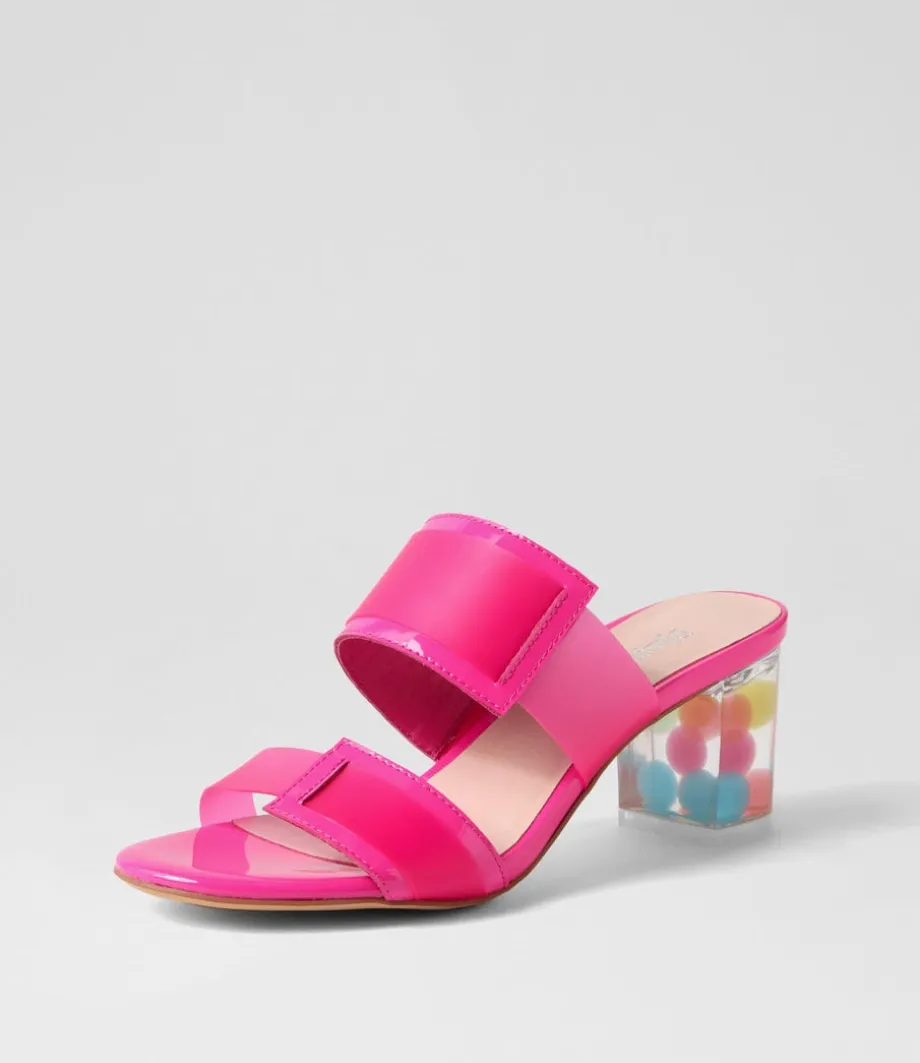 Sistel Hot Pink New Bubble Patent Vinylite Mules<DJANGO & JULIETTE Best