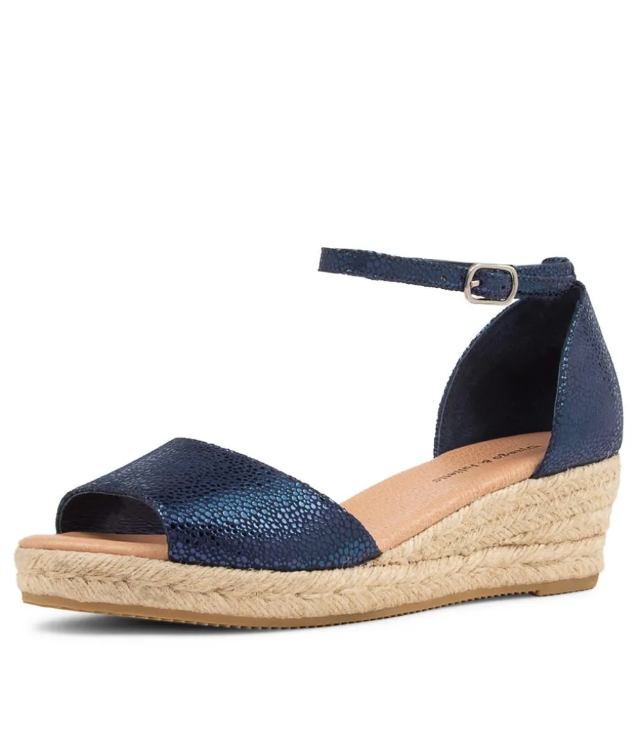 Skip Navy Speckle Leather Sandals<DJANGO & JULIETTE Fashion