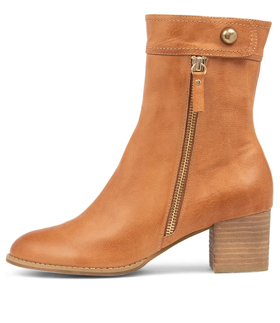 Skyy Dark Tan Leather Ankle Boots<DJANGO & JULIETTE Discount