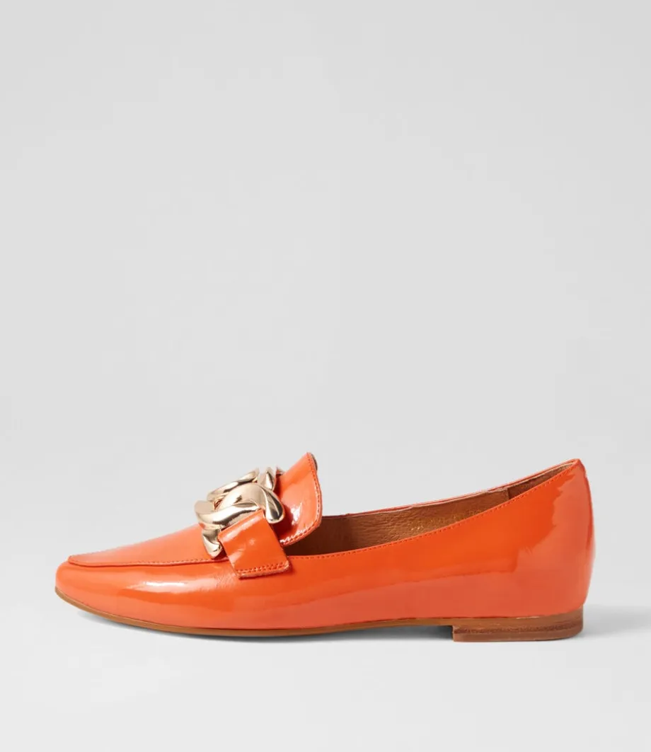 Socoro Orange Patent Leather Flat Shoes<TOP END Best