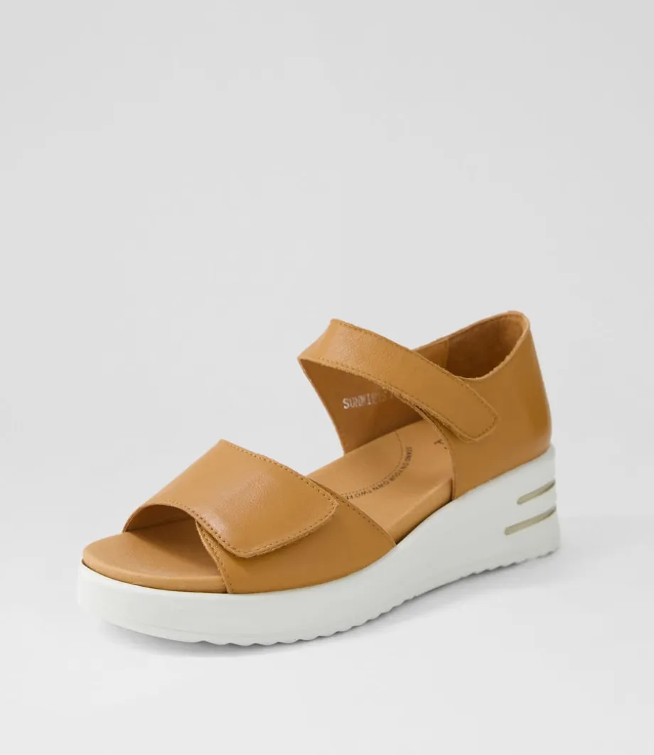 Sunnieys Xw Dark Tan White Leather Sandals<ZIERA Shop