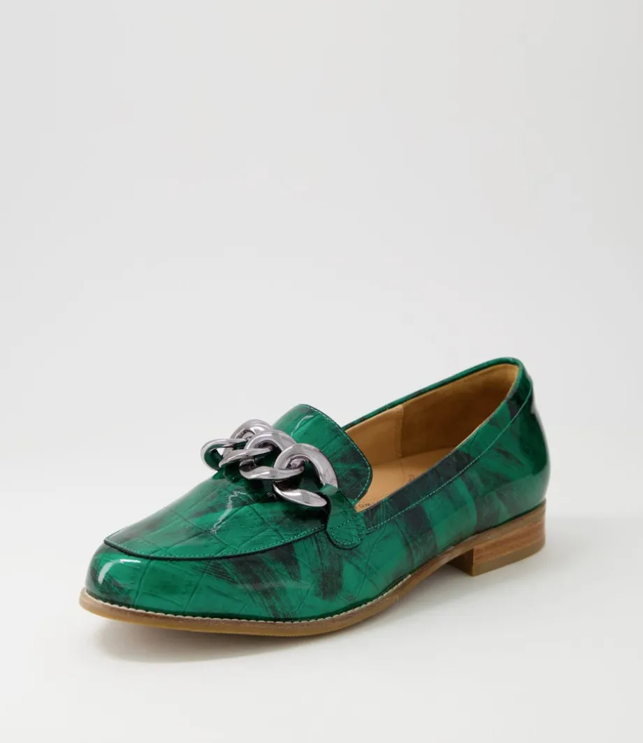 Tamest Xf Emerald Patent Croc Flat Shoes<ZIERA Shop