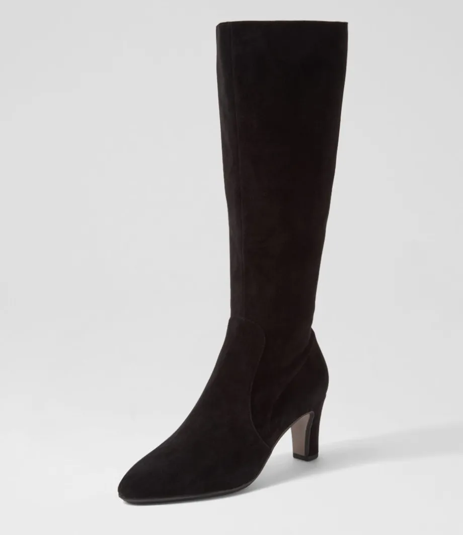 Teddie Black Suede Knee High Boots<DJANGO & JULIETTE Best Sale