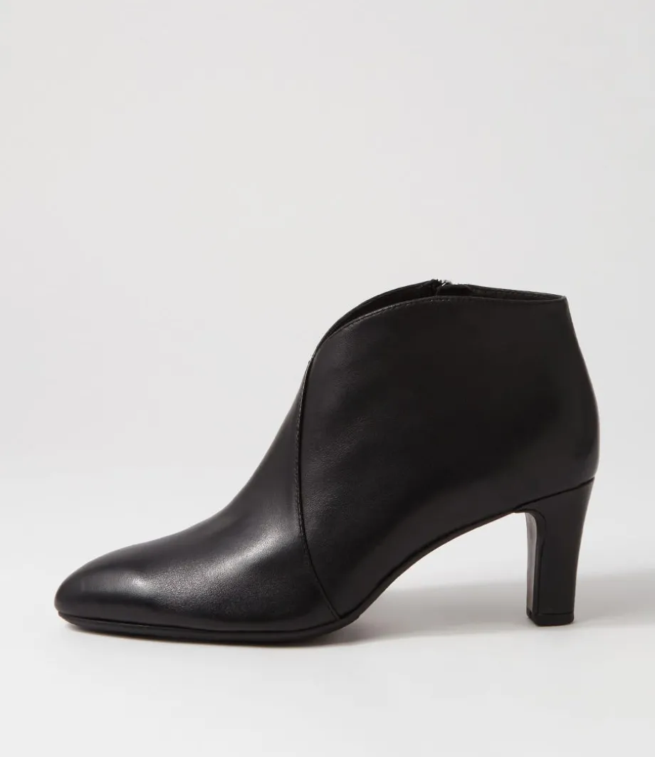 Templess Black Leather Ankle Boots<DJANGO & JULIETTE Hot