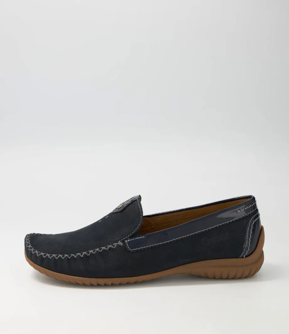 Thessa Nightblue Suede Loafers<GABOR New