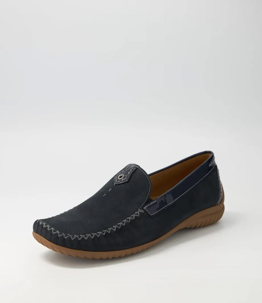 Thessa Nightblue Suede Loafers<GABOR New