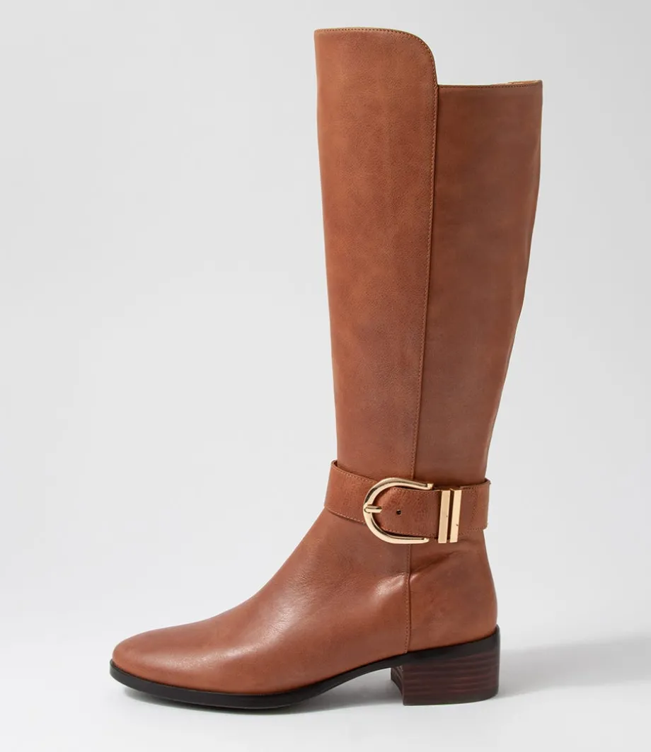 Tissy Cognac Leather Knee High Boots<DJANGO & JULIETTE Flash Sale