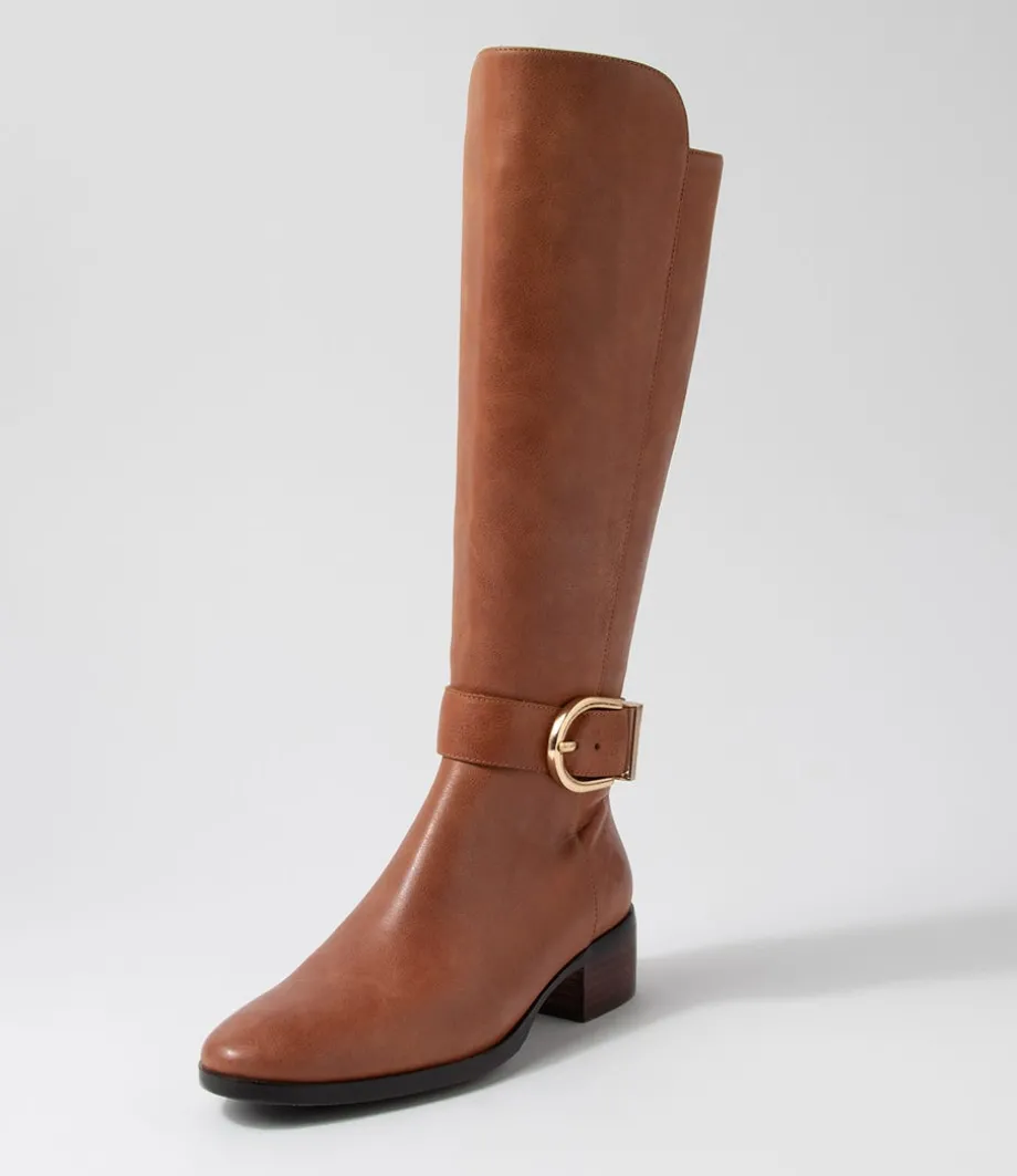 Tissy Cognac Leather Knee High Boots<DJANGO & JULIETTE Flash Sale