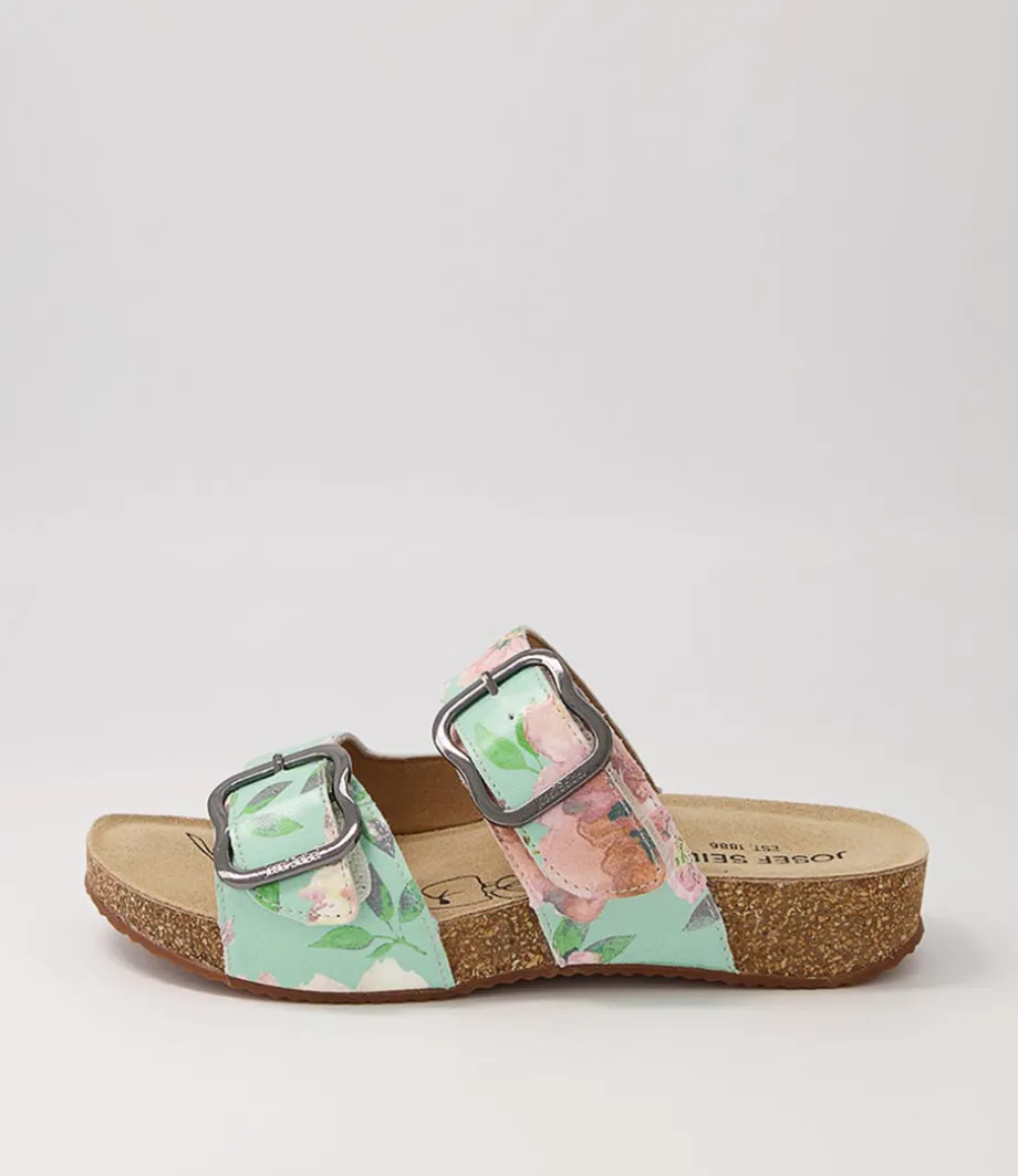 Tonga 64 Mint Leather Slides<JOSEF SEIBEL Outlet