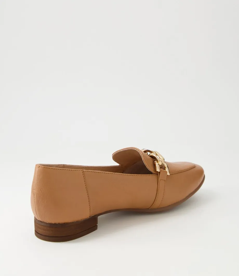 tucker_dark_tan_gold_leather_flat_shoes_2.webp Tucker Dark Tan Gold Leather Flat Shoes<DIANA FERRARI Store