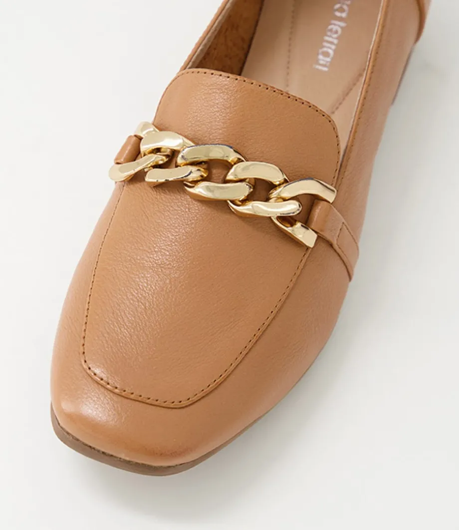 tucker_dark_tan_gold_leather_flat_shoes_3.webp Tucker Dark Tan Gold Leather Flat Shoes<DIANA FERRARI Store