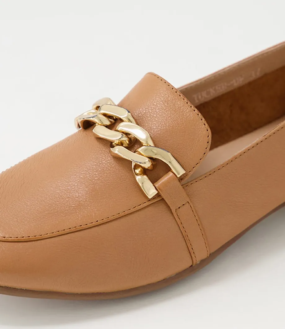 tucker_dark_tan_gold_leather_flat_shoes_4.webp Tucker Dark Tan Gold Leather Flat Shoes<DIANA FERRARI Store